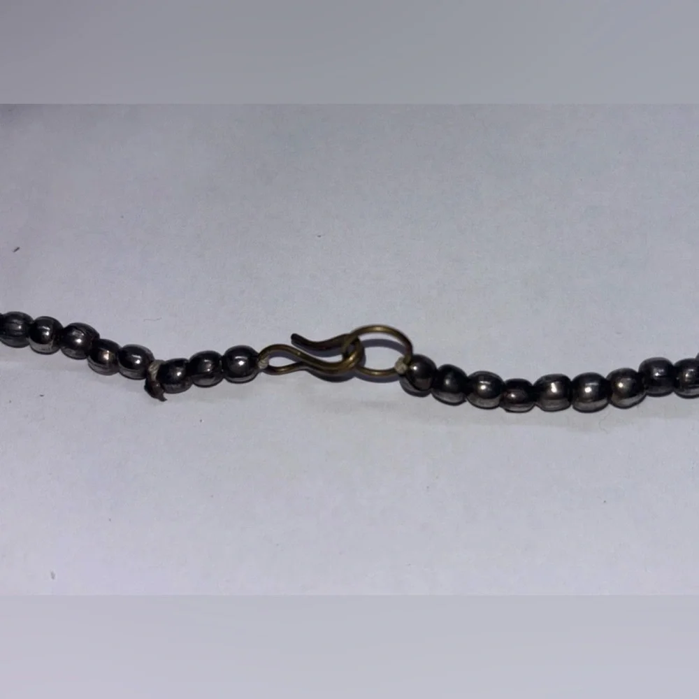 Metal Snake Beaded Necklace Articulated 39” Black & Gunmetal Silver Vintage Bold